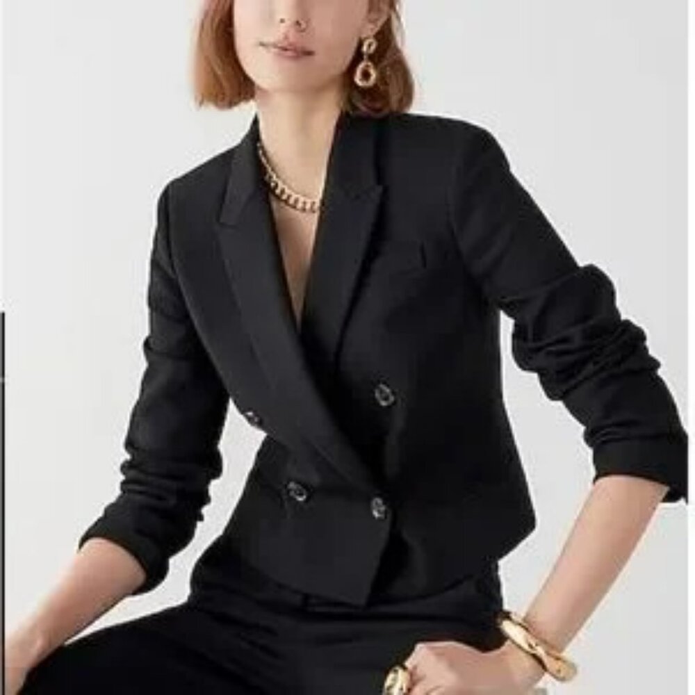 J. Crew Cropped Double-breasted Blazer in Four-season Stretch, Size 22